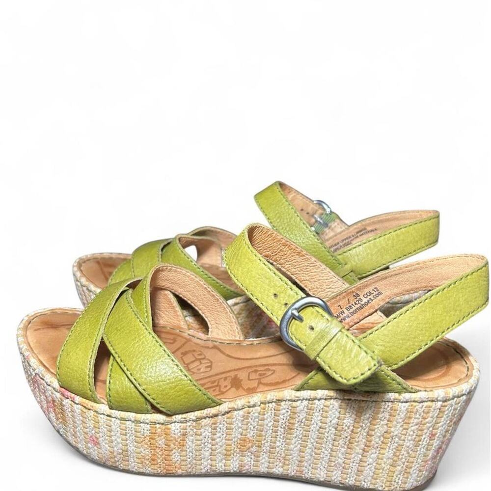 Born green leather platform sandals - Picture 2 of 6